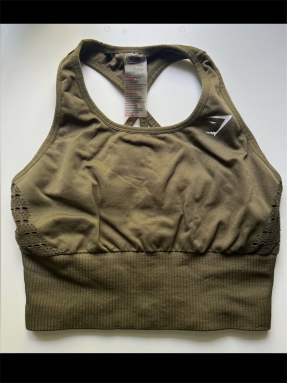 Gymshark Energy Seamless Crop Top Sports Bra Khaki Green Size Medium